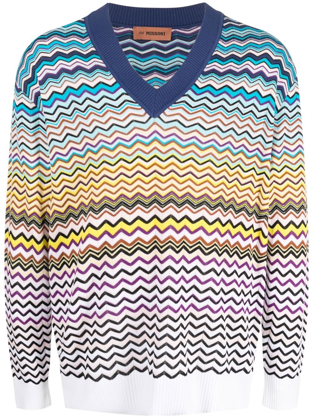 

Missoni striped V-neck jumper - Blue