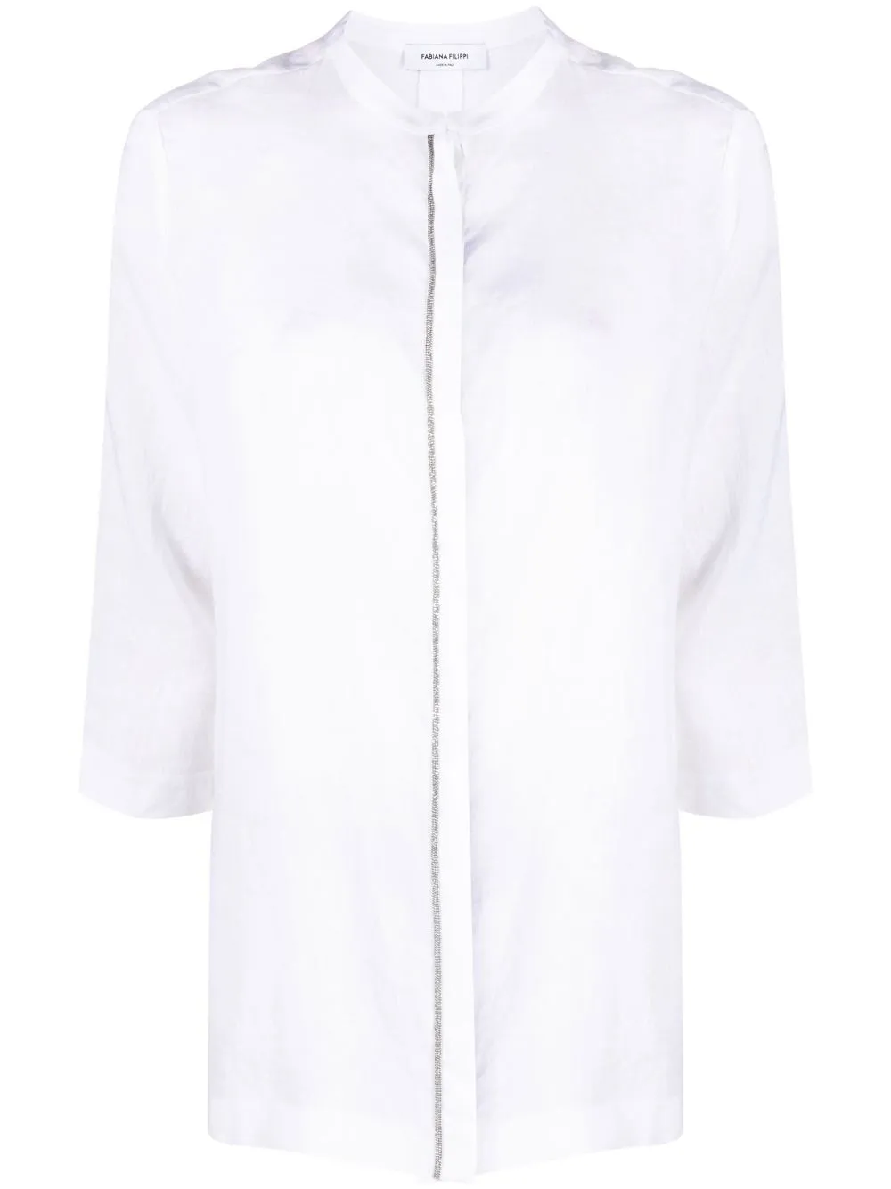 

Fabiana Filippi beaded-trim detail linen shirt - White