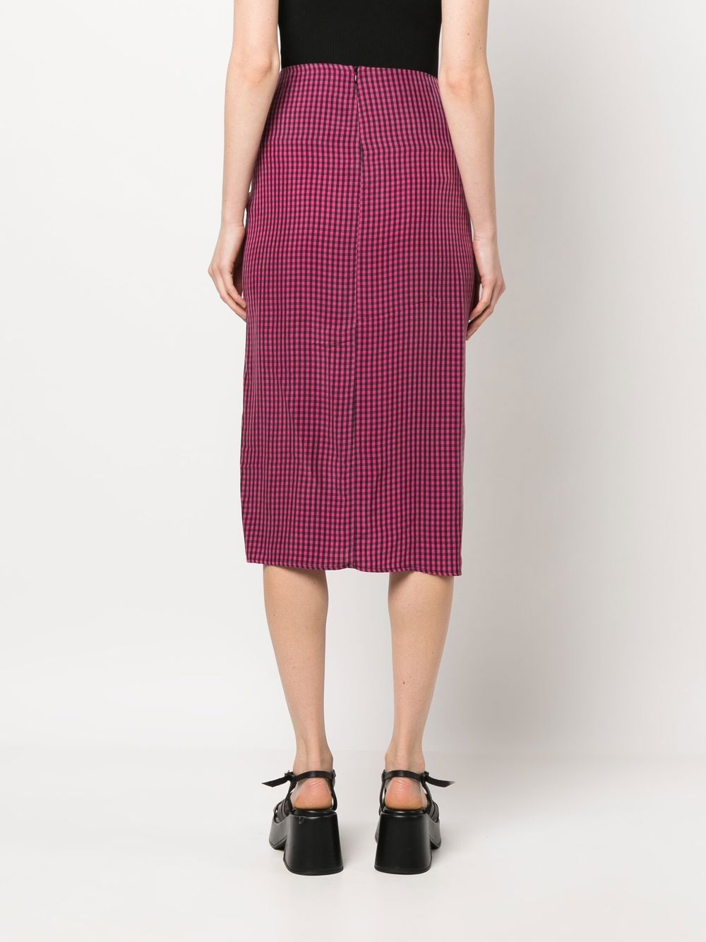 Bimba y Lola Gingham Ruched Midi Skirt - Farfetch