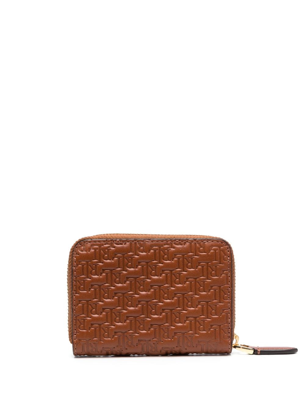 Shop Lauren Ralph Lauren Embossed Logo-print Leather Wallet In Brown