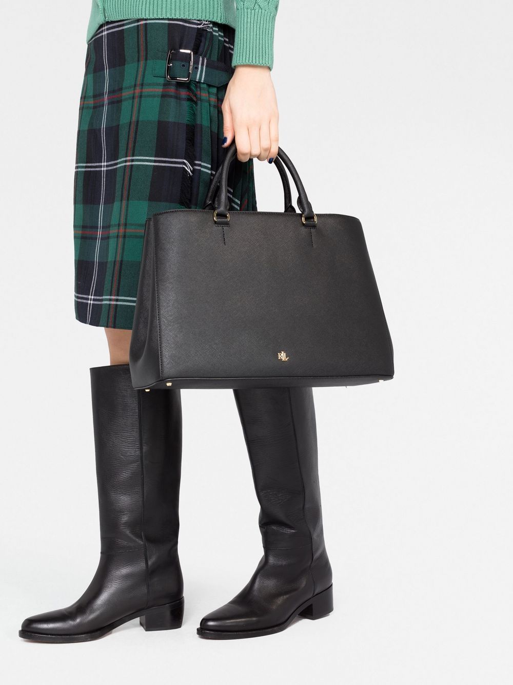 Lauren Ralph Lauren Hanna Leather Satchel Bag In Schwarz | ModeSens