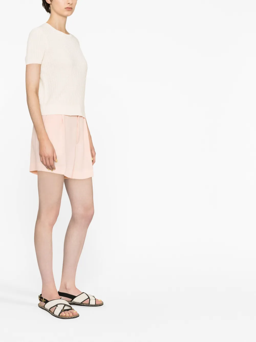 Ralph Lauren Pleated Georgette Short In Pink