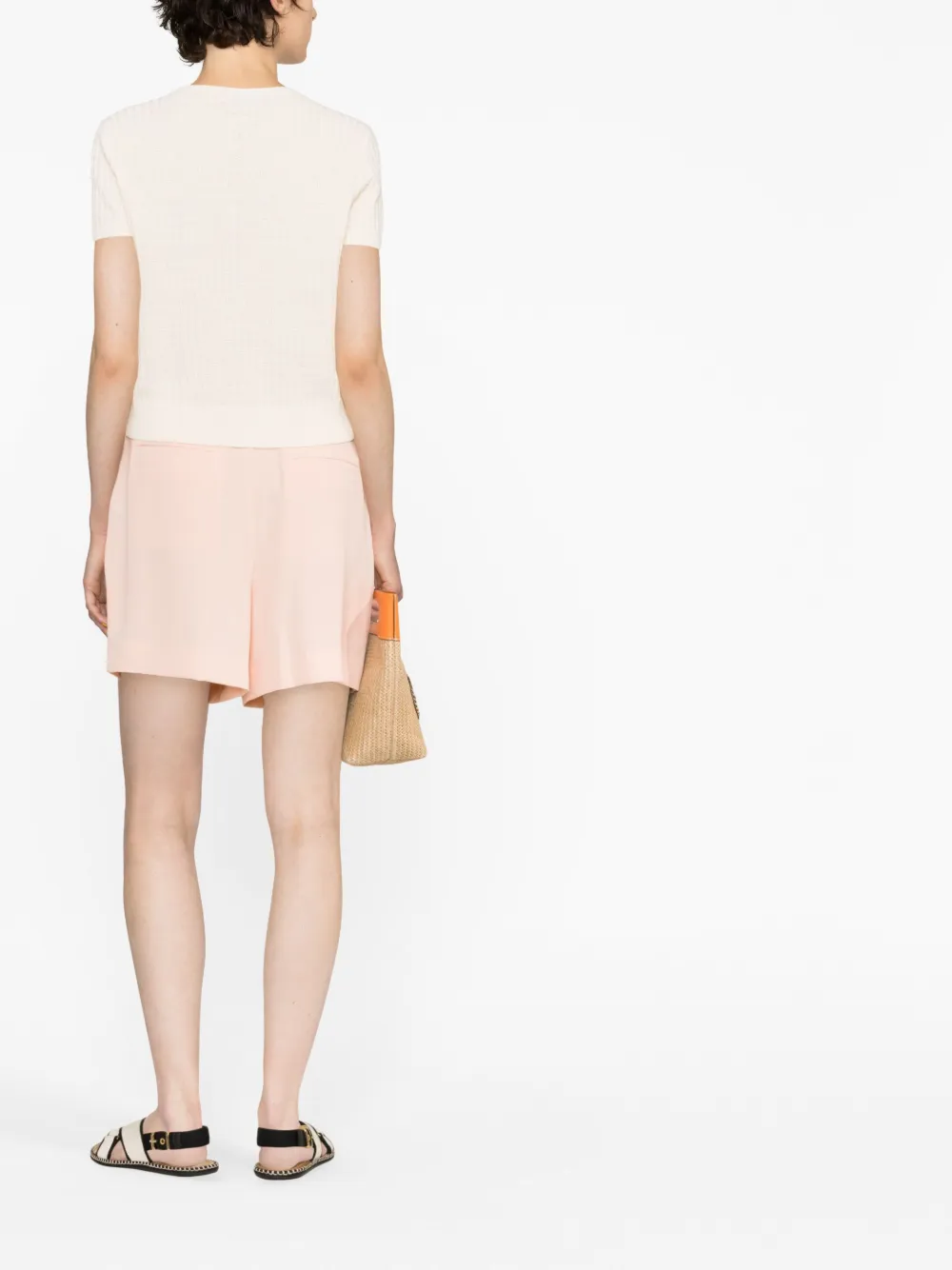 Ralph Lauren Pleated Georgette Short In Pink