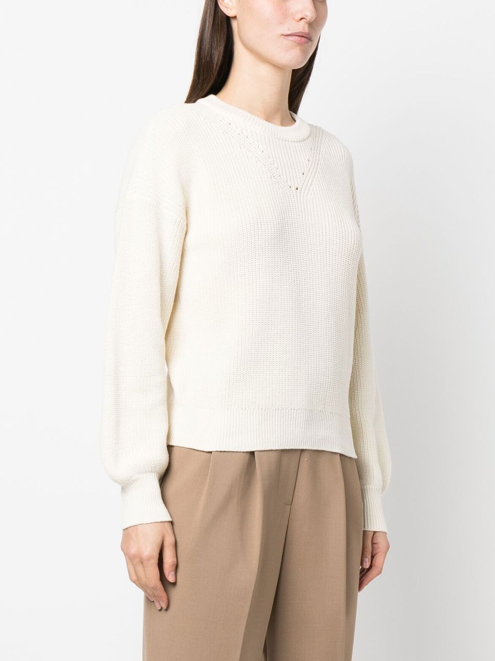 Shop Lauren Ralph Lauren Puff-sleeve Crew-neck Jumper In Nude