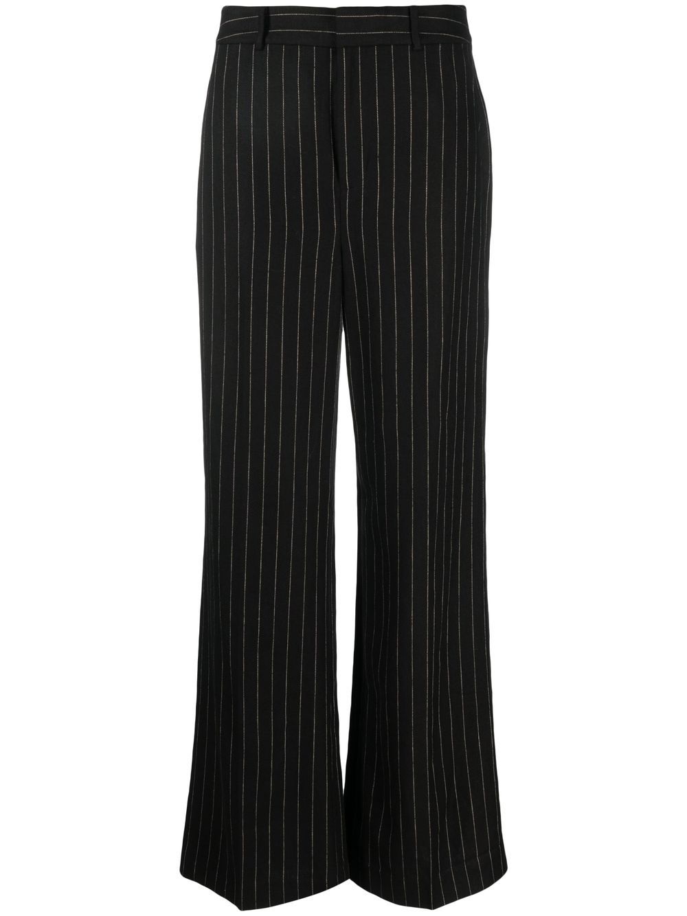 Lauren Ralph Lauren Kaitlen Pinstriped Wide-leg Trousers In Black
