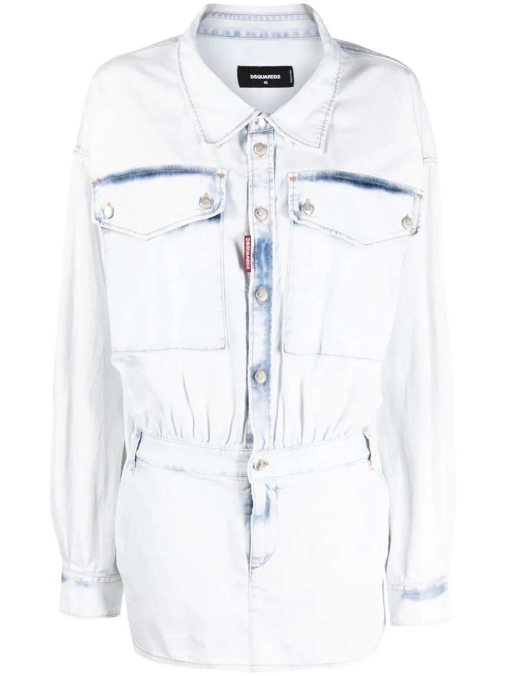 Shop Dsquared2 Light Wash Denim Minidress In Blau