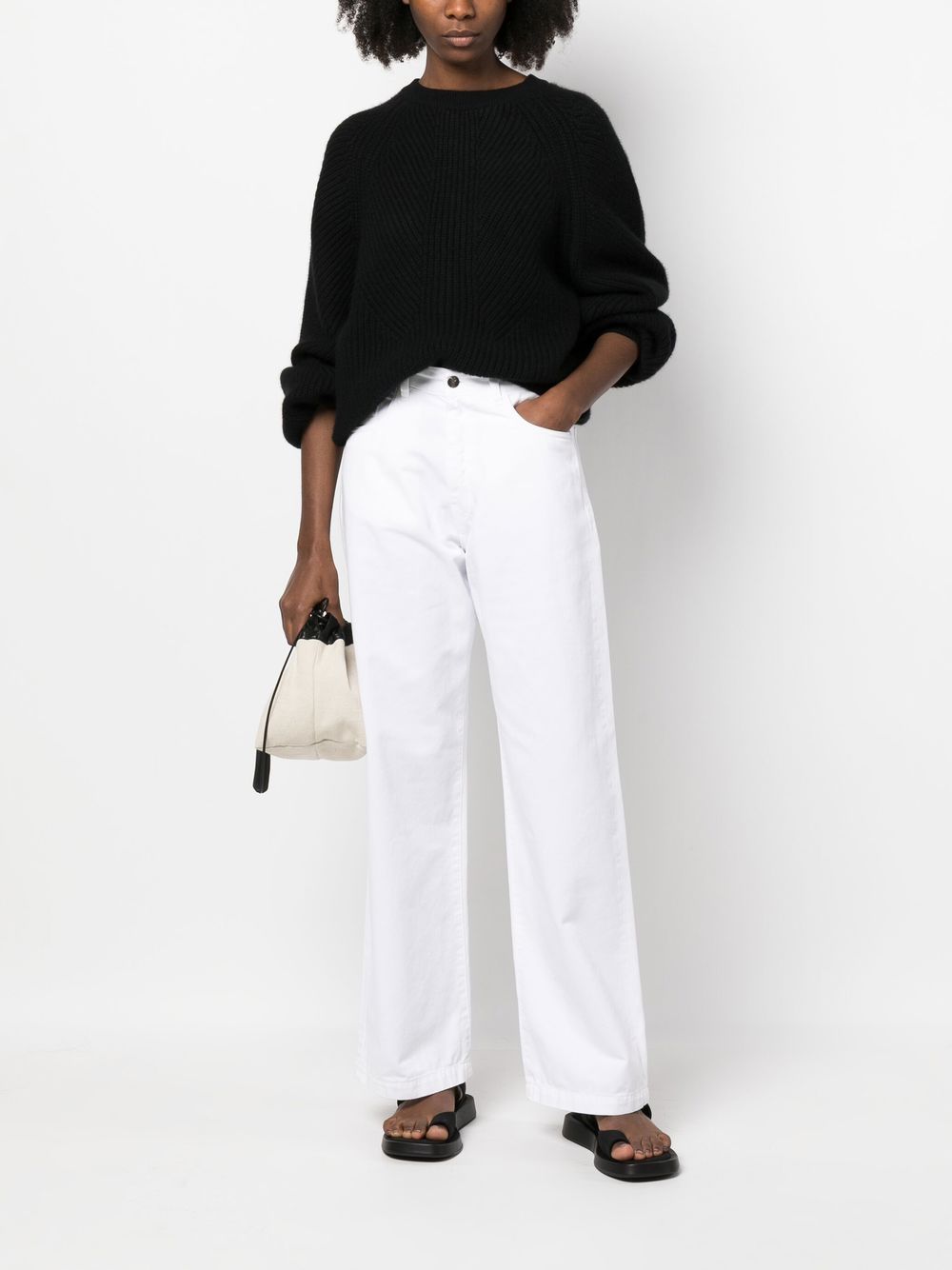 Shop Société Anonyme Red Cross Wide-leg Jeans In White