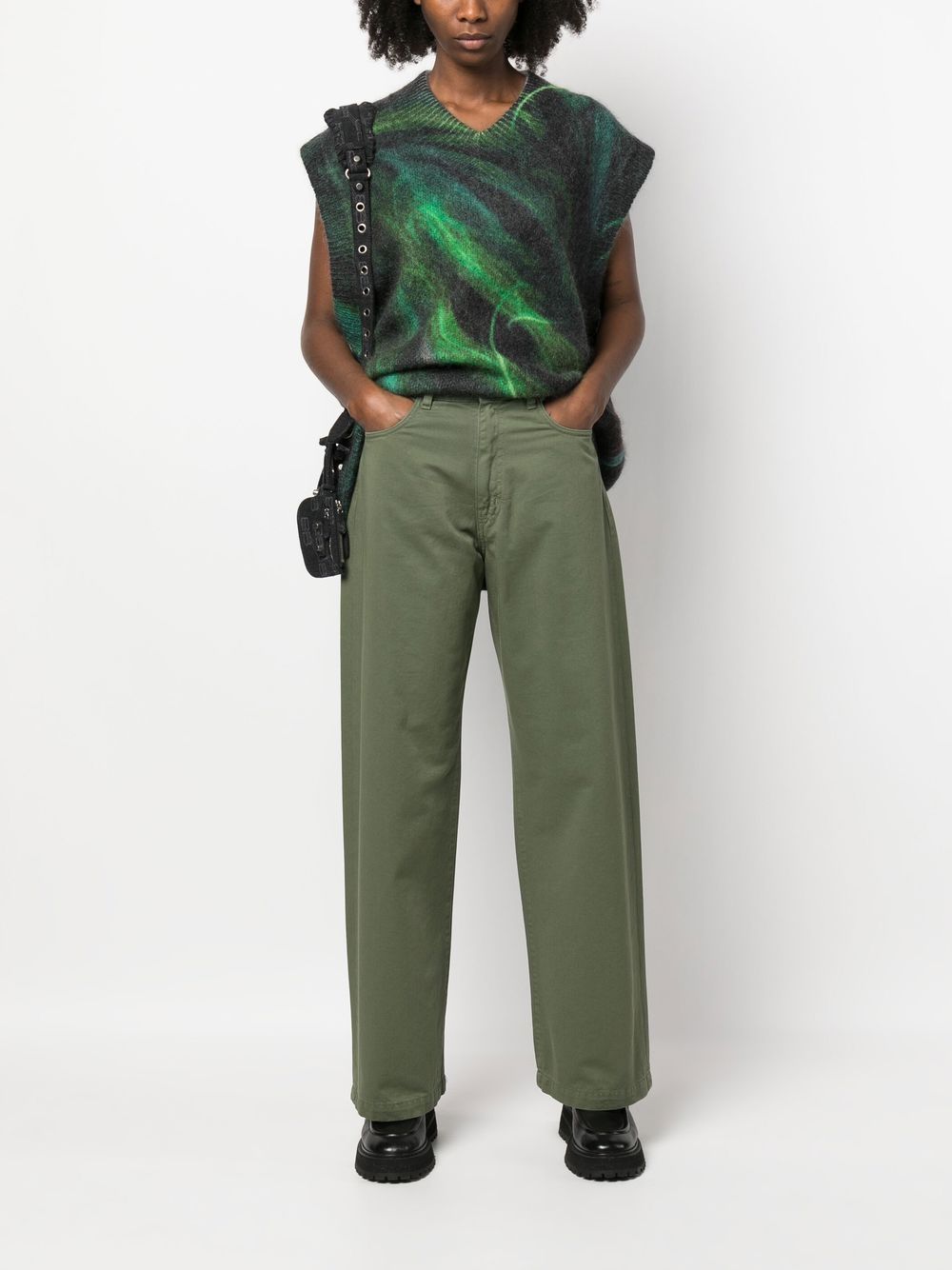 Shop Société Anonyme Mid-rise Straight Trousers In Green