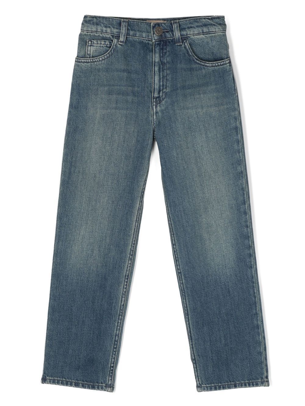 Gucci Kids logo-patch denim jeans - Blue