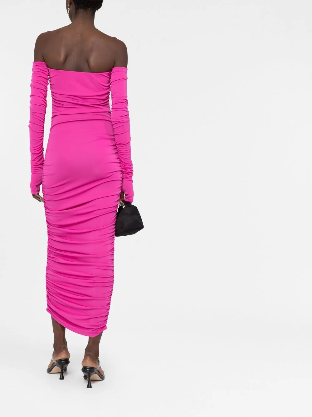 Off-Shoulder Ruched Maxi Dress