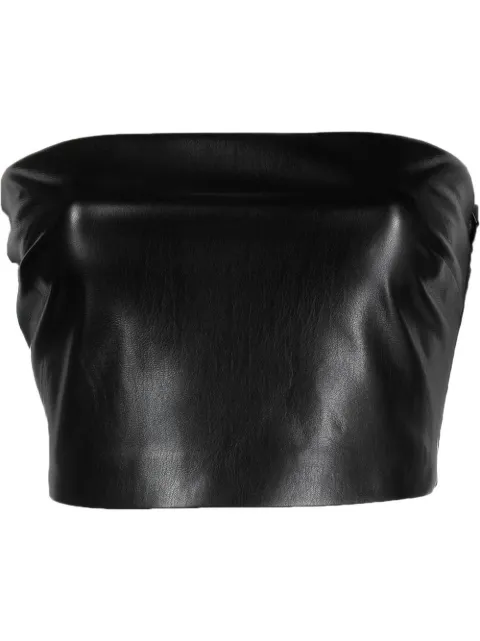 THE ANDAMANE crop faux-leather bandeau top 