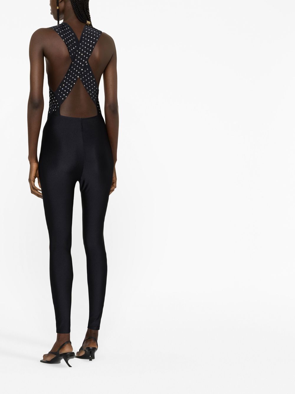 Shop The Andamane Rhinestone-embellished Crossover Jumpsuit In Black