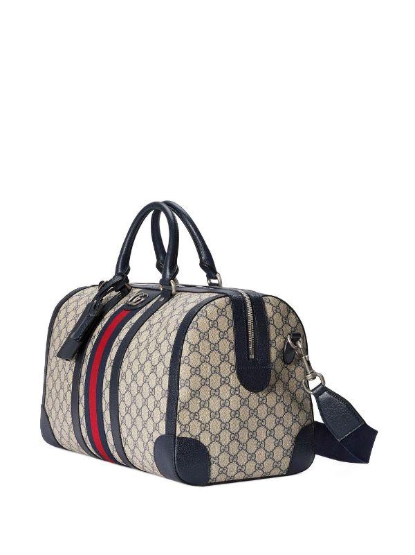 Gucci Savoy small duffle bag in beige and blue GG Supreme