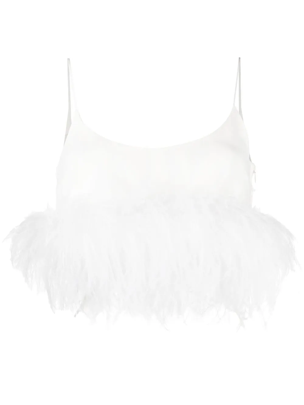 Image 1 of Miu Miu feather-trim cropped tank top
