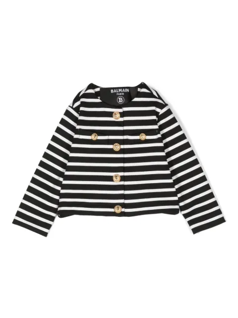 Balmain Kids Gestreifte Jacke mit Logo-Knöpfen
