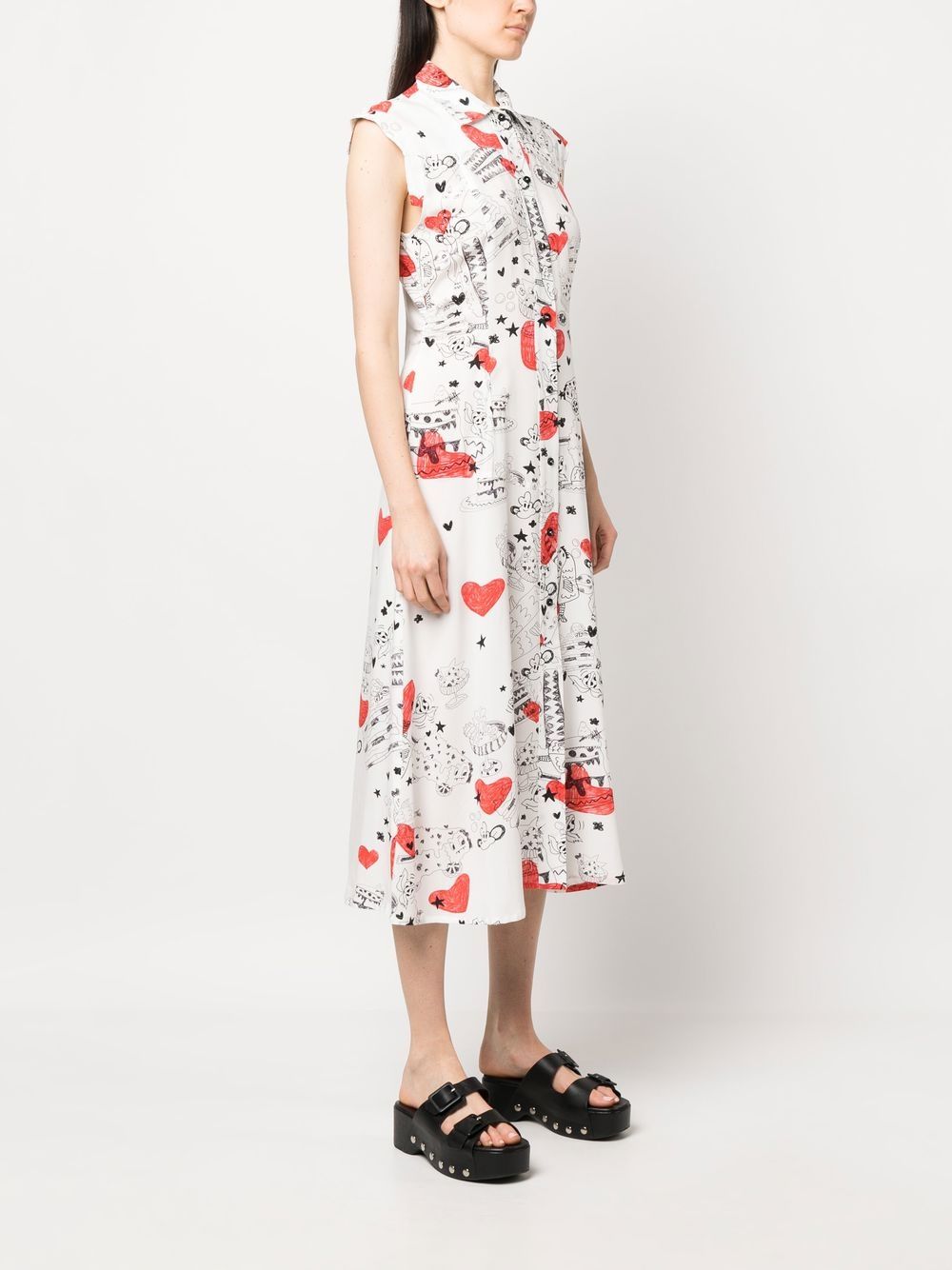 Bimba Y Lola Small Hearts-print Midi Dress In White