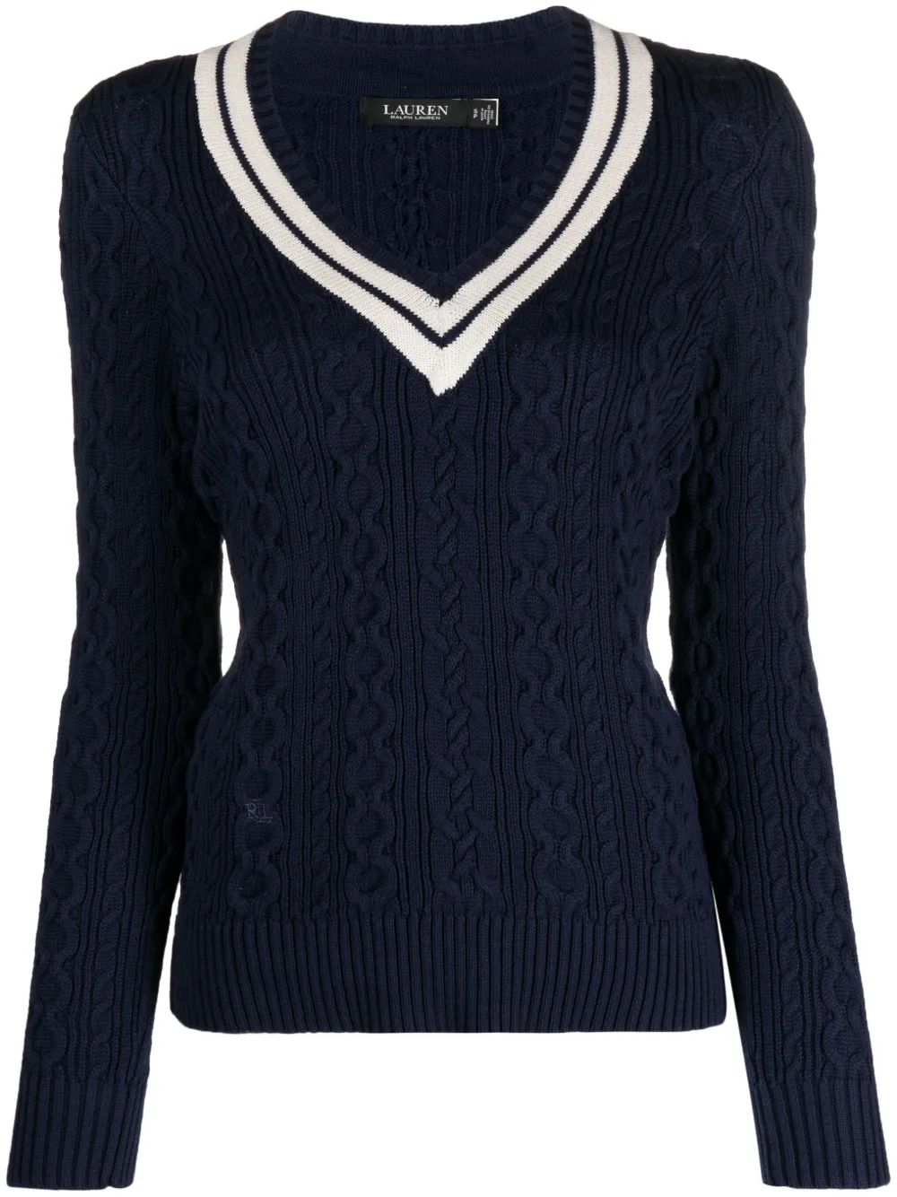 Lauren Ralph Lauren Cable-knit Cricket Sweater Woman Sweater Navy Blue Size Xxs Cotton