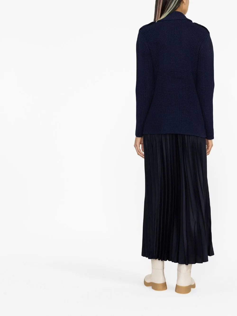 Ralph Lauren Double-breasted Knit Coat In Blau