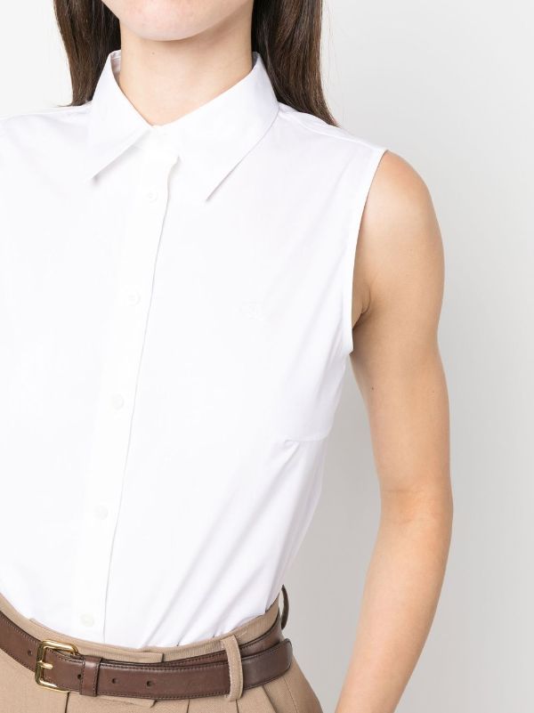 Lauren Ralph Lauren stretch-cotton Sleeveless Shirt - Farfetch