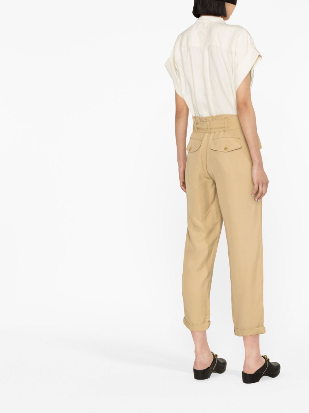 Shop Lauren Ralph Lauren Alyndra Belted-waist Cropped Trousers In Neutrals