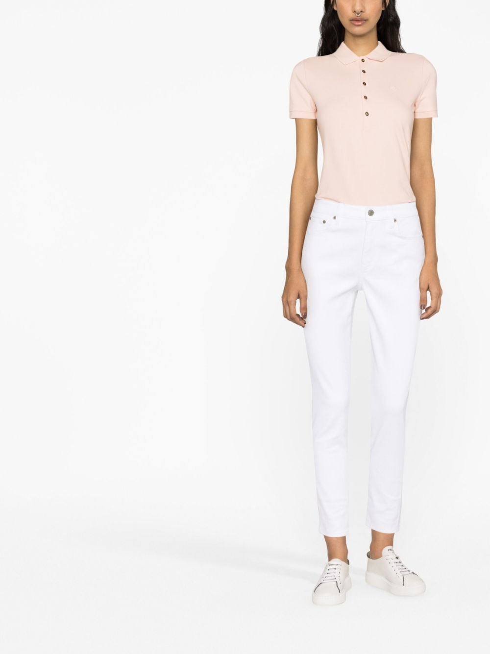 Shop Lauren Ralph Lauren Mid-rise Slim-fit Jeans In White