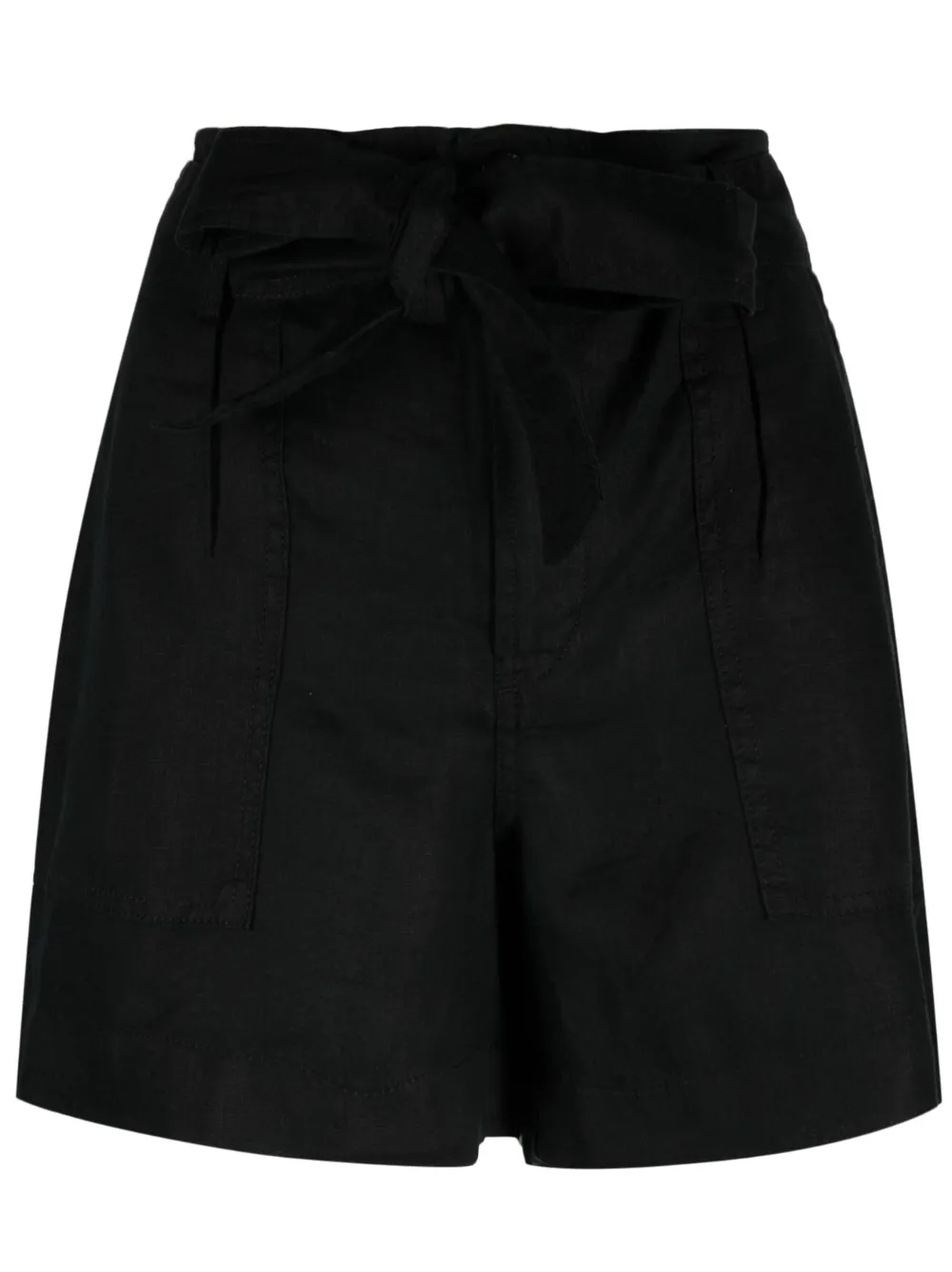 Shop Lauren Ralph Lauren Belted Linen Shorts In Black