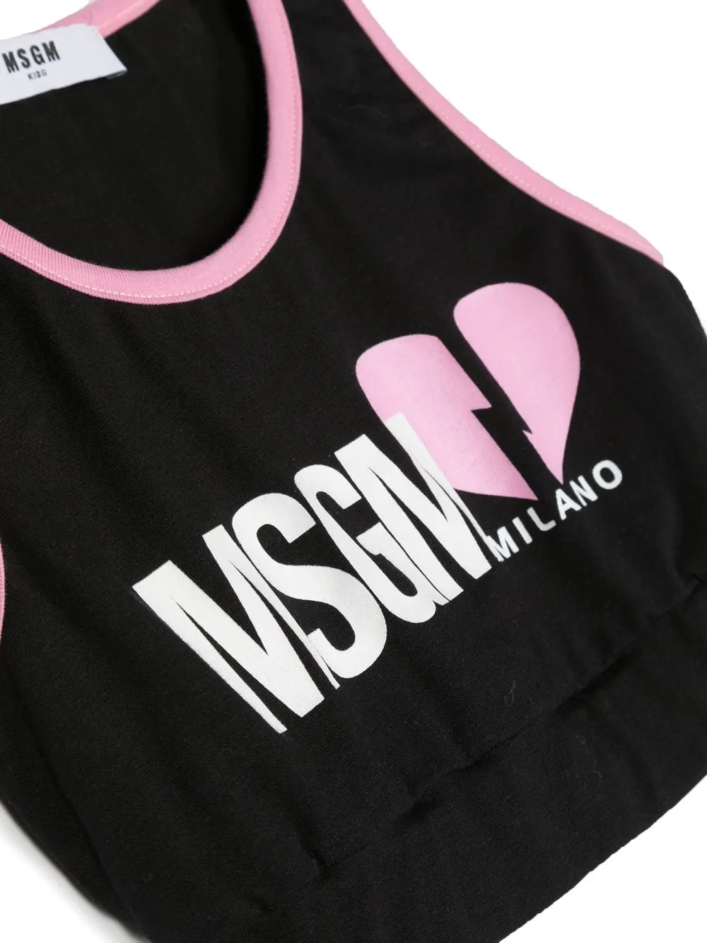Msgm Logo-print Cropped Tank Top In Black