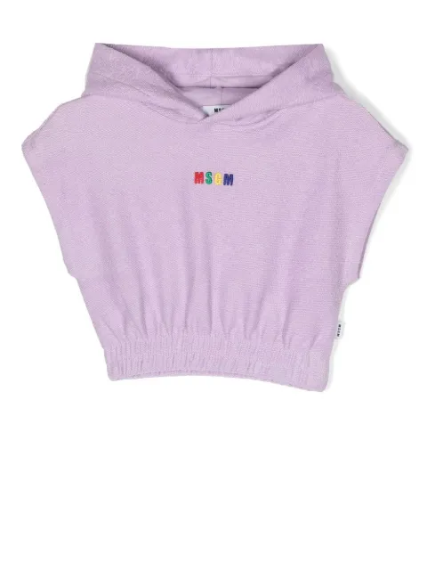 MSGM Kids logo-embroidered hooded top
