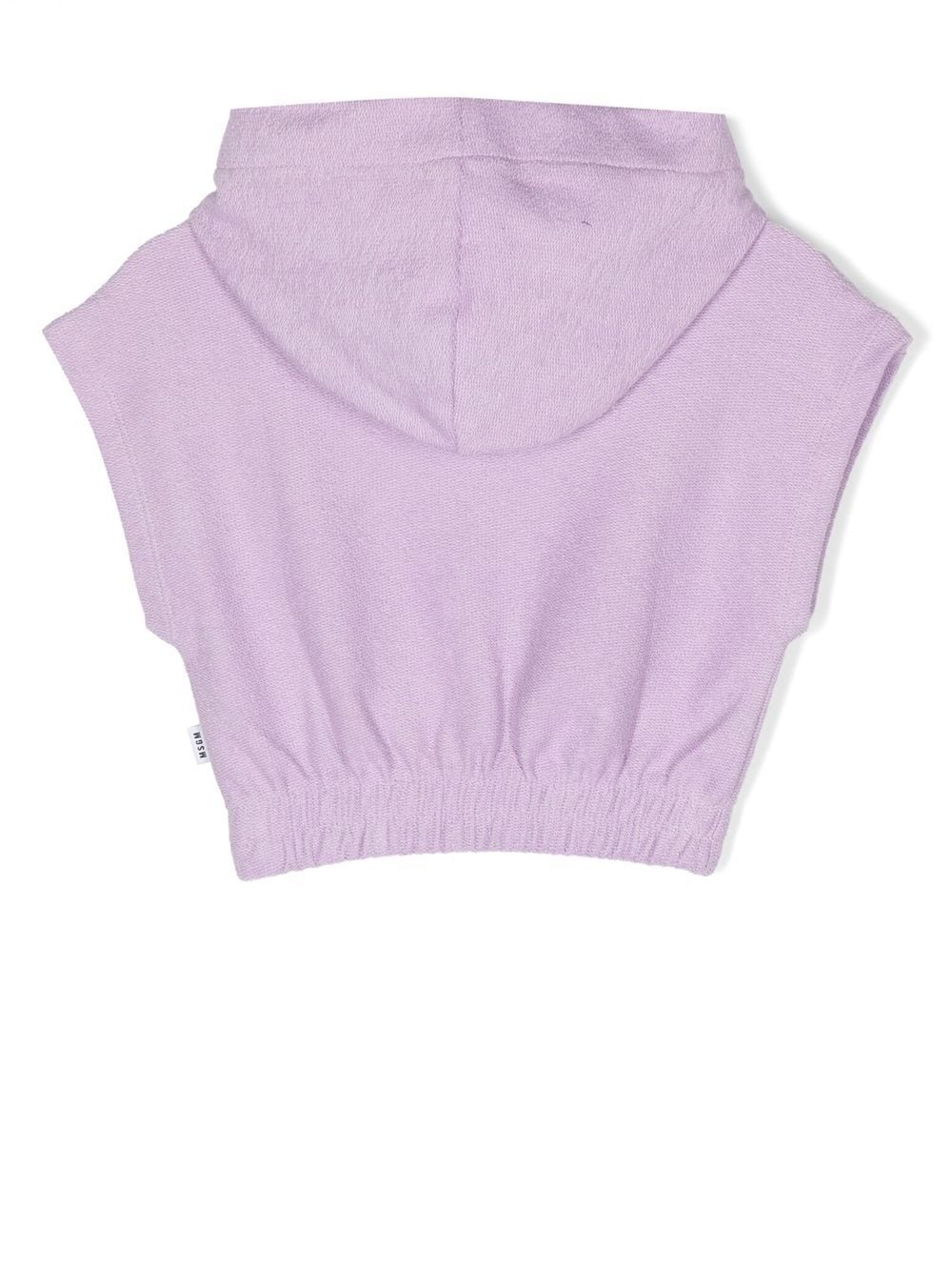 Shop Msgm Logo-embroidered Hooded Top In Purple