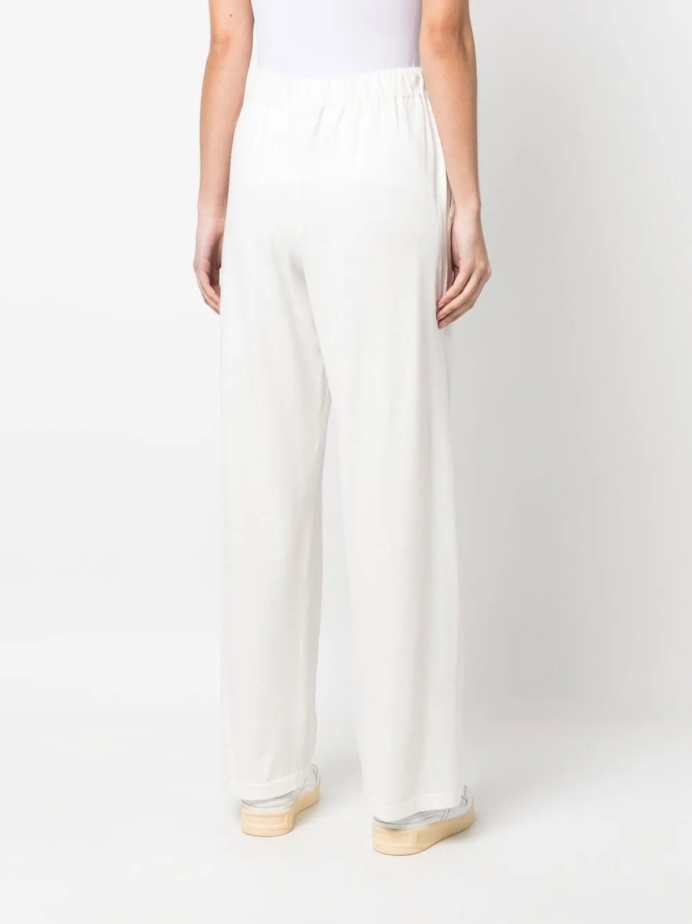 Twinset Wide-leg High-waisted Trousers In Weiss