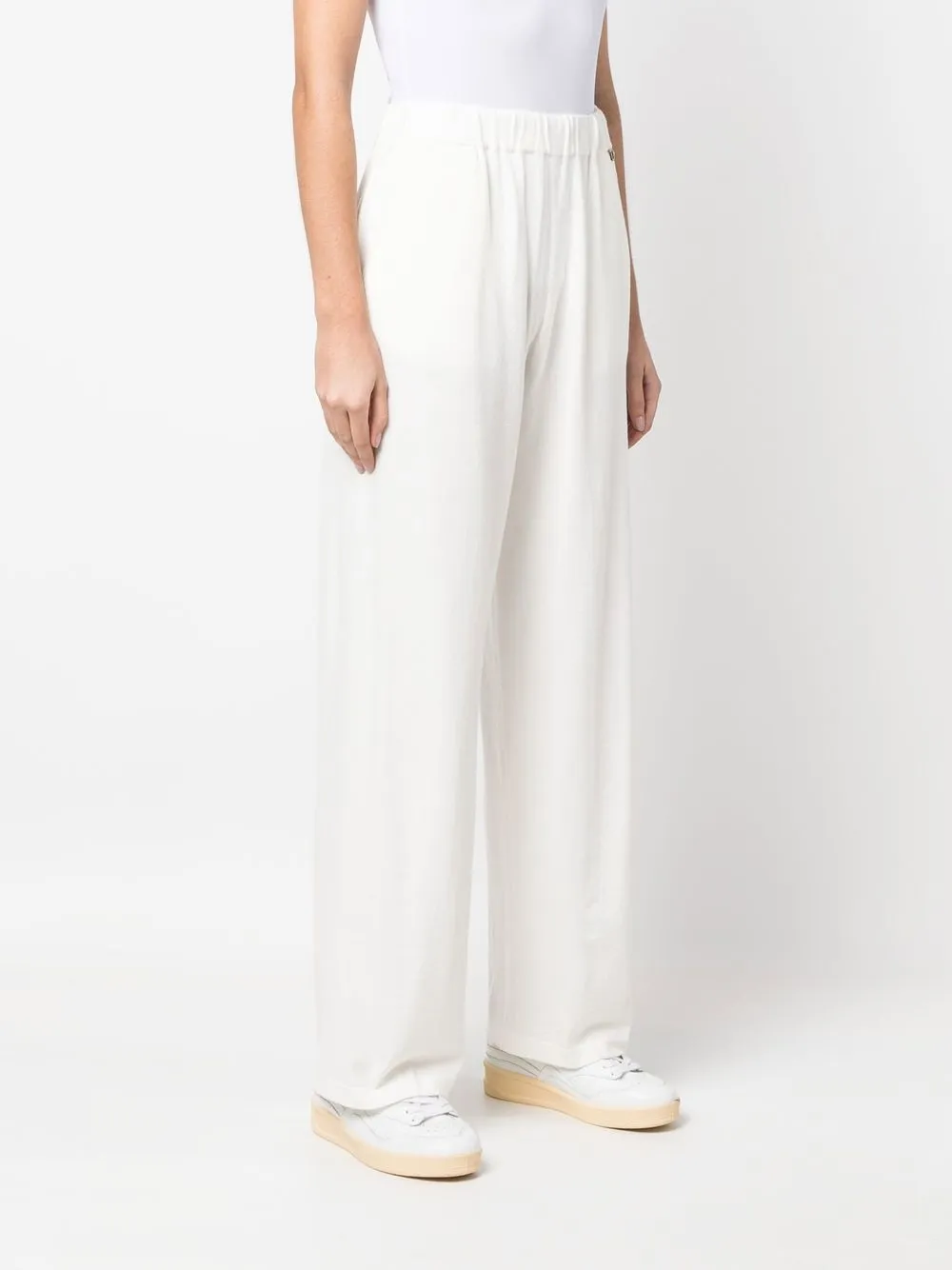 Twinset Wide-leg High-waisted Trousers In Weiss