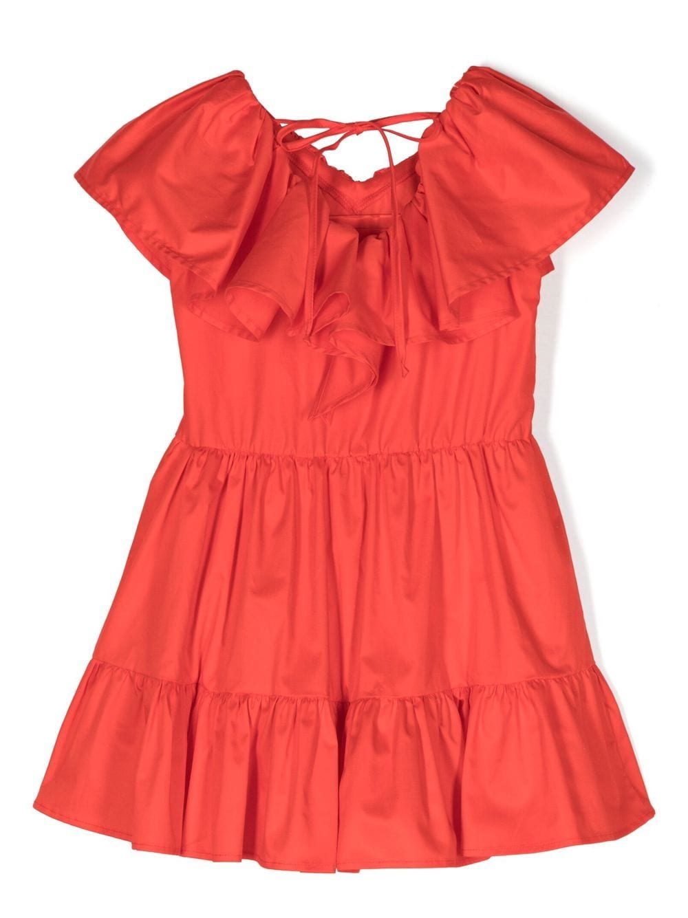 Shop Msgm Ruffle-detail Dress In Red