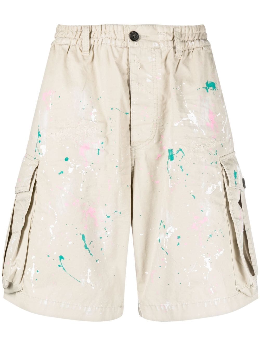 Dsquared2 Paint Splatter Cargo Shorts In Neutrals