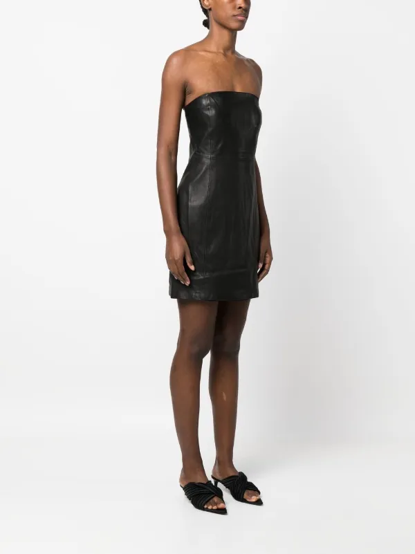 theory leather dress Strapless leather mini dress - black