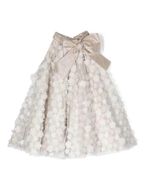 La Stupenderia Aurora floral appliqué A-line dress