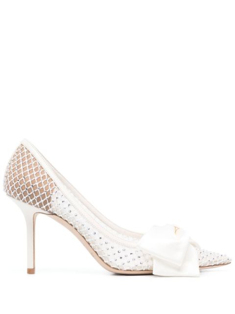 Jimmy Choo bow-detail 90mm leather pumps Women