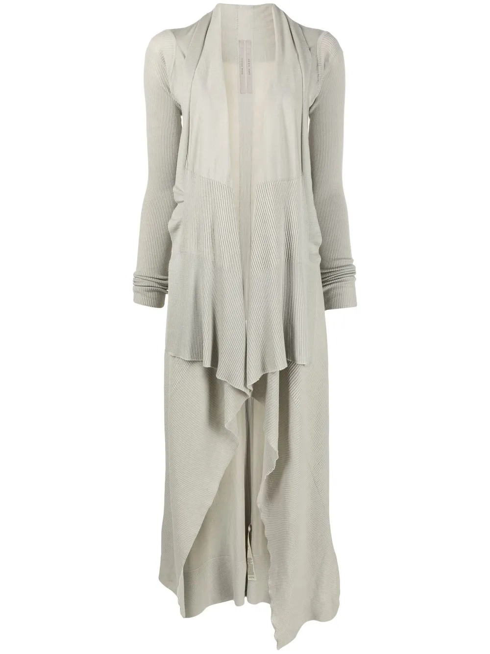 Rick Owens Ribbed-knit Asymmetric Cardi-coat In Nude