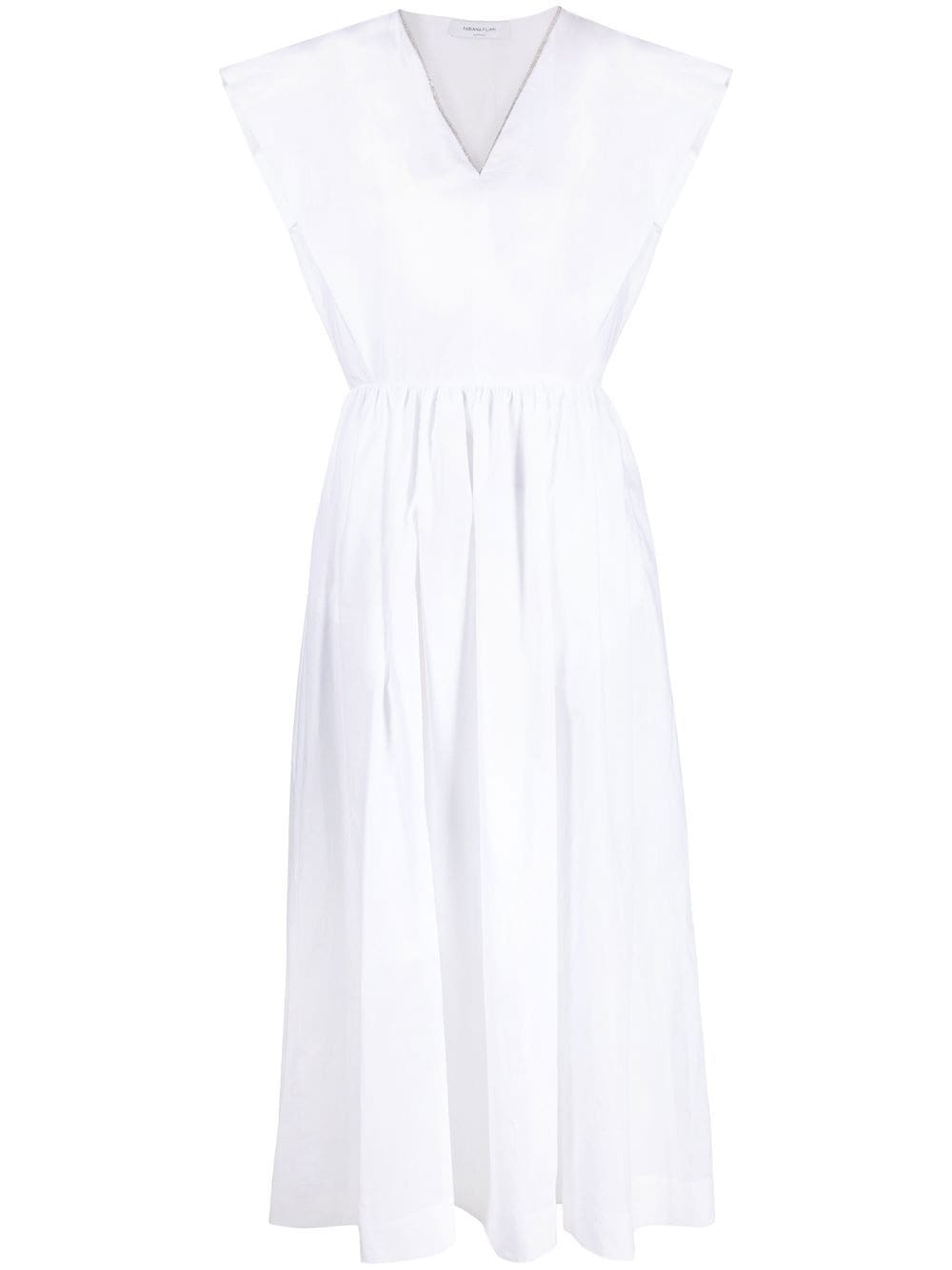 Shop Fabiana Filippi V-neck Short-sleeve Maxi Dress In White