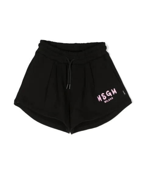 MSGM Kids logo-print cotton shorts