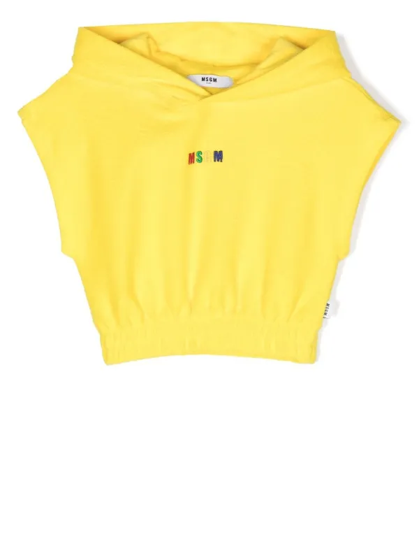 MSGM Kids logo print Sleeveless Hoodie Yellow FARFETCH CA