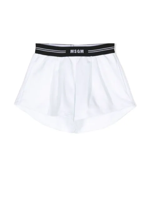 MSGM Kids logo-print pleated shorts
