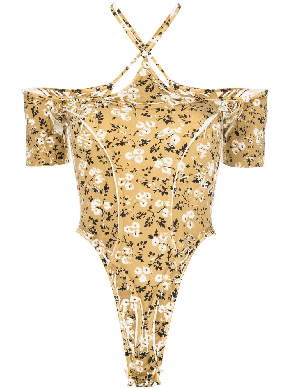 KNWLS floral-print halterneck body - Neutrals