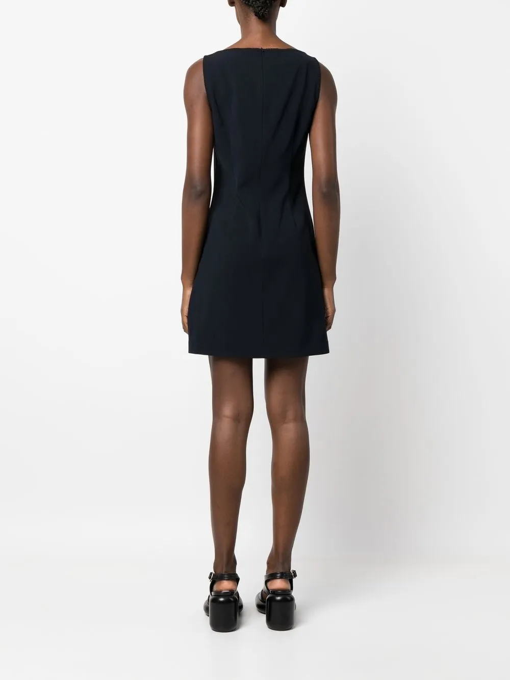 Theory Boatneck Sleeveless Mini Dress In Blue ModeSens