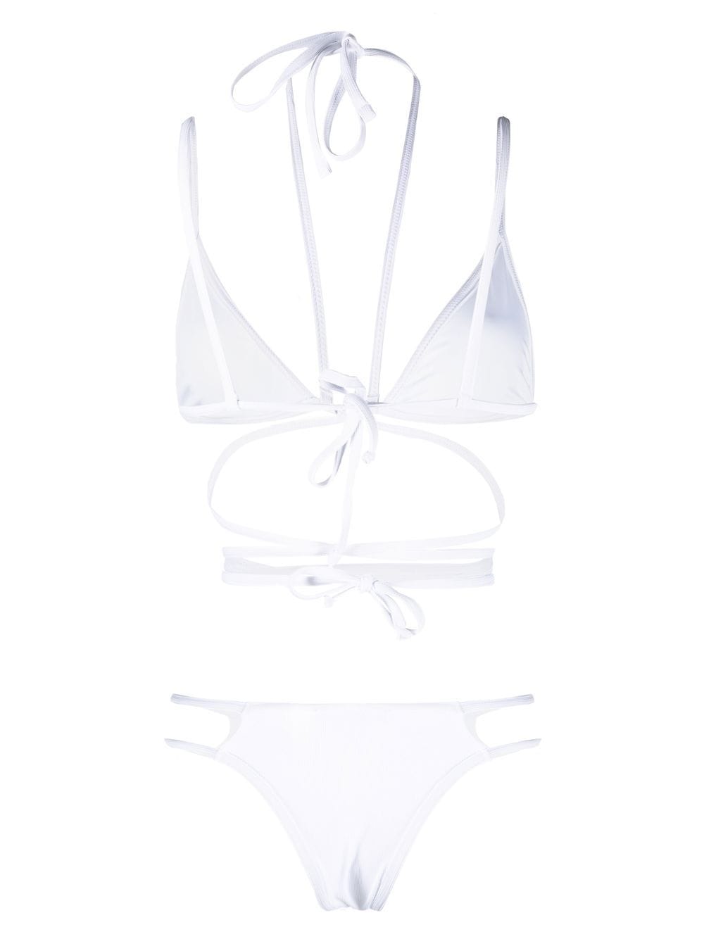 Shop Andreädamo Fine-ribbed Wraparound Halterneck Bikini In White