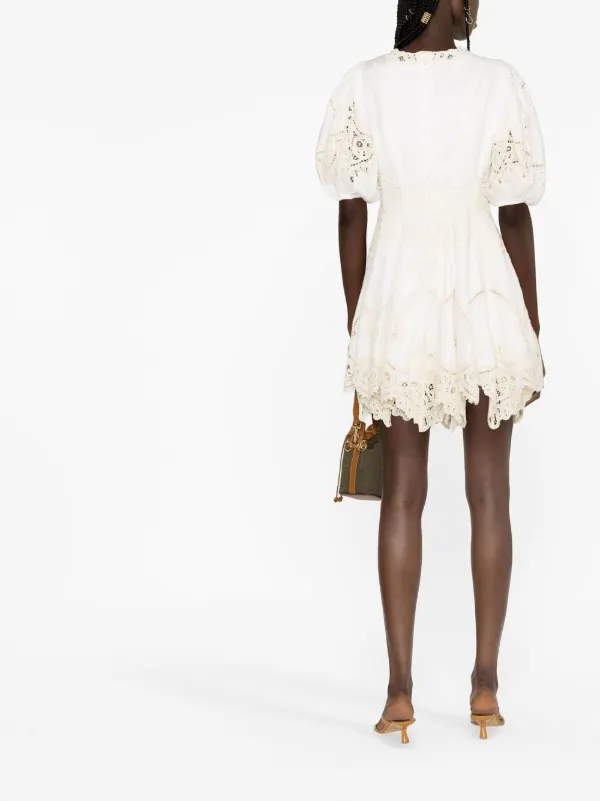 ZIMMERMANN lace-detailing balloon-sleeve Dress - Farfetch