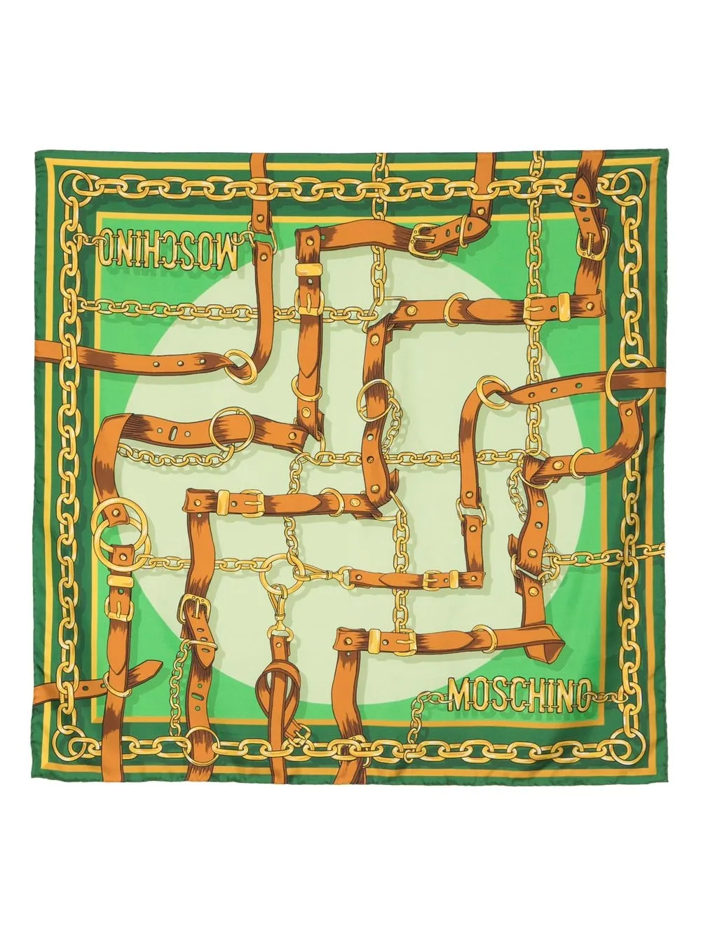 

Moschino mascada de seda con cinturones estampados - Verde