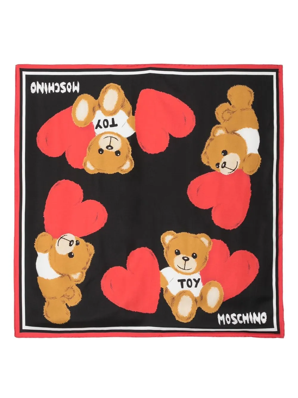 

Moschino teddy-print silk scarf - Blue