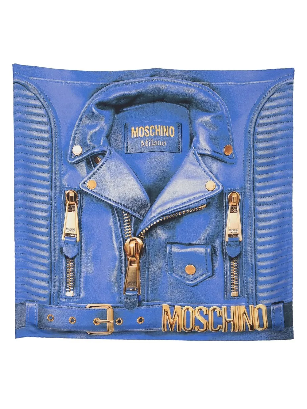 

Moschino mascada de seda con chamarra biker estampada - Negro