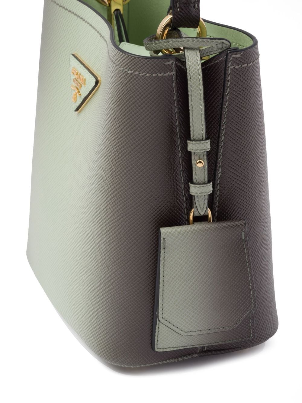 Shop Prada Small Panier Saffiano Leather Bag In Green