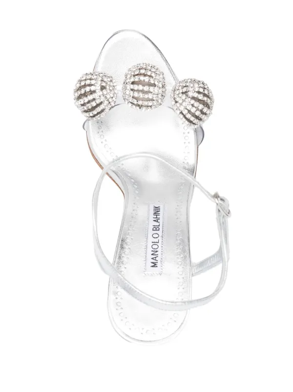 Manolo Blahnik Elhob 105mm Sandals | Silver | FARFETCH